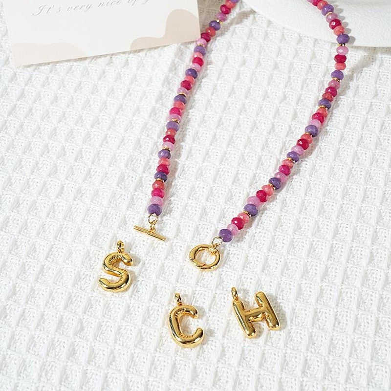 Colorful Beaded Initial Toggle Necklace