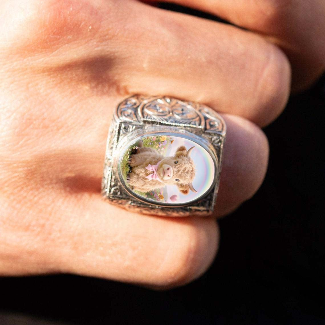 Highland Calf Dome Ring