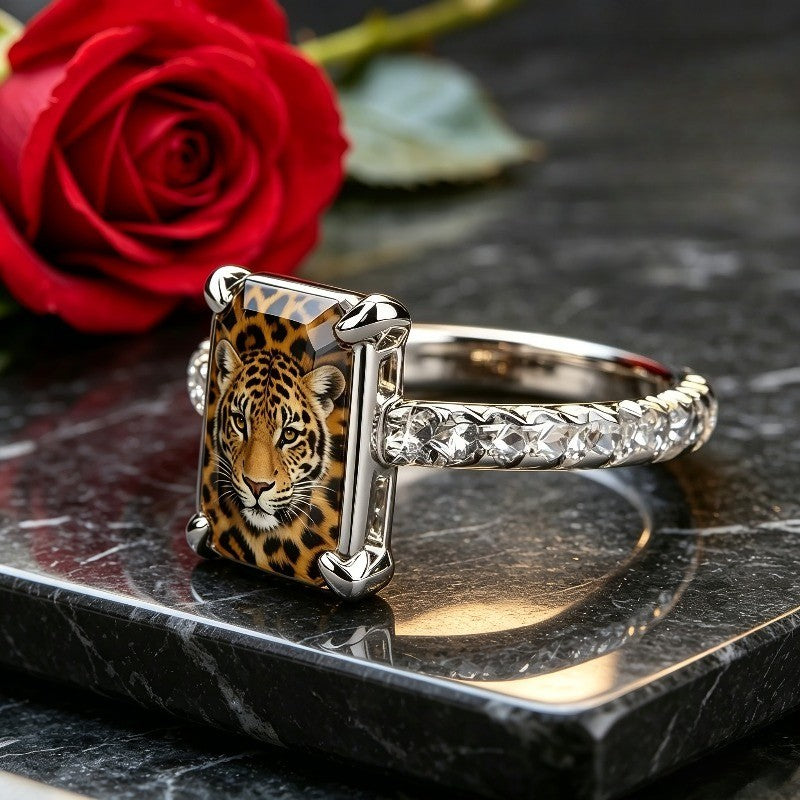 Tiger Face Square Ring