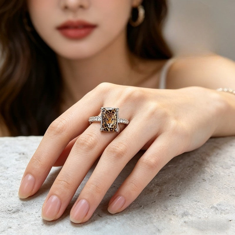 Tiger Face Square Ring