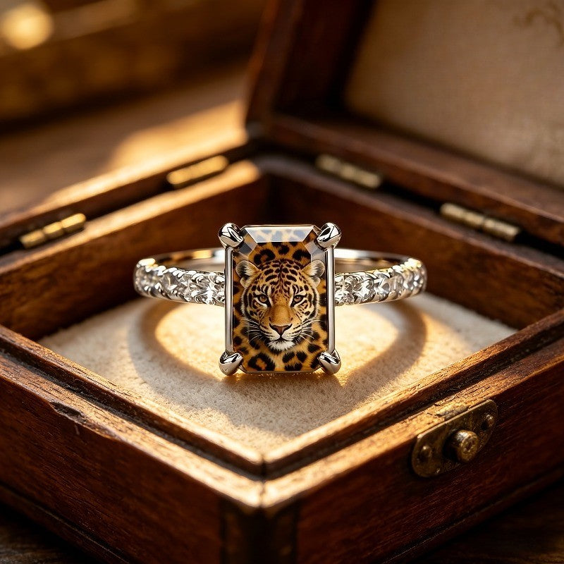 Tiger Face Square Ring