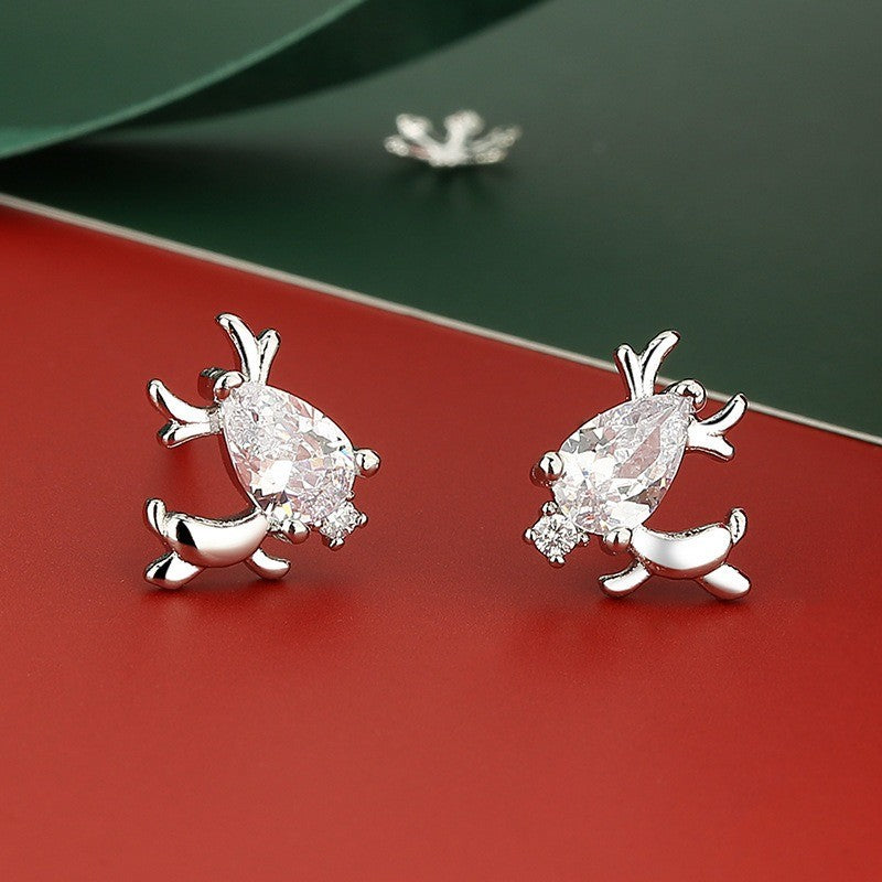 Crystal Reindeer Stud Earrings