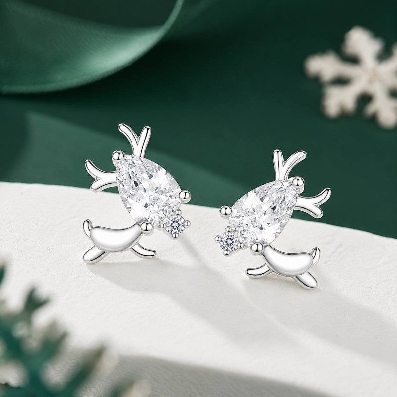 Crystal Reindeer Stud Earrings