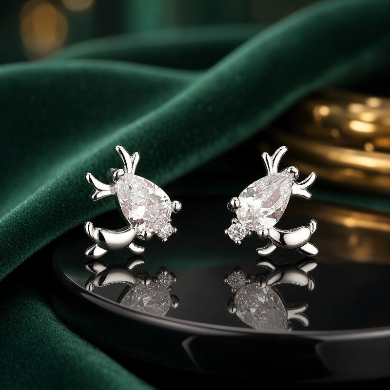 Crystal Reindeer Stud Earrings
