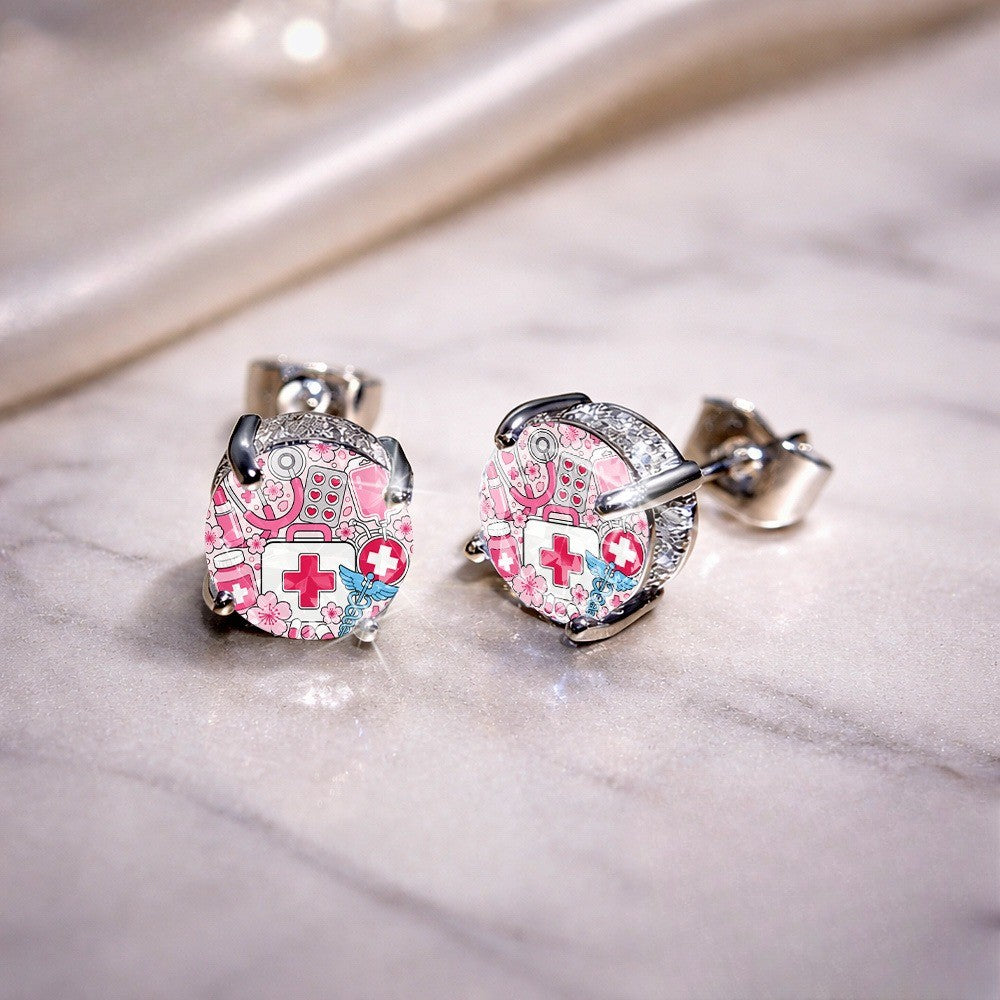 Pink Pattern Earrings