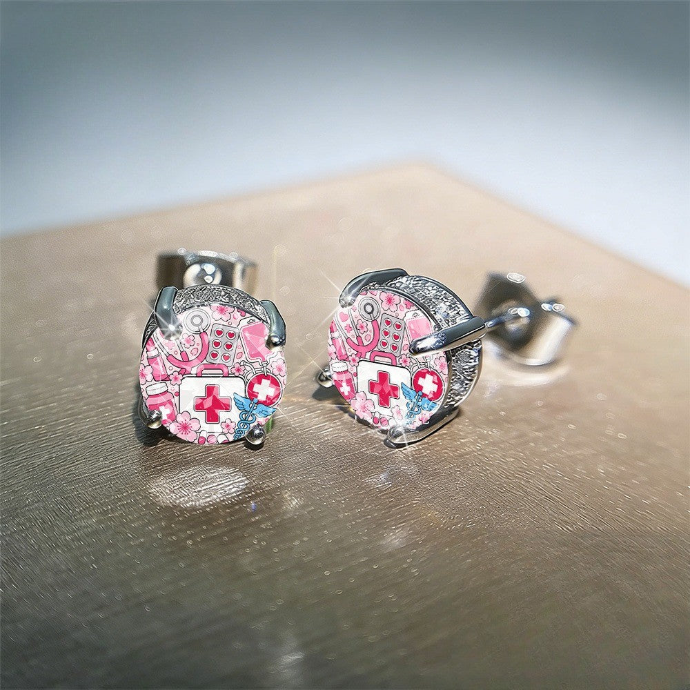 Pink Pattern Earrings