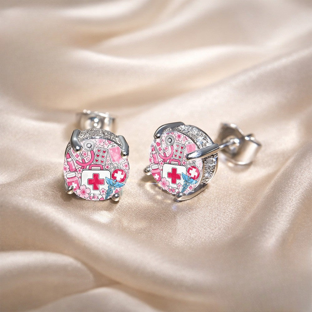 Pink Pattern Earrings