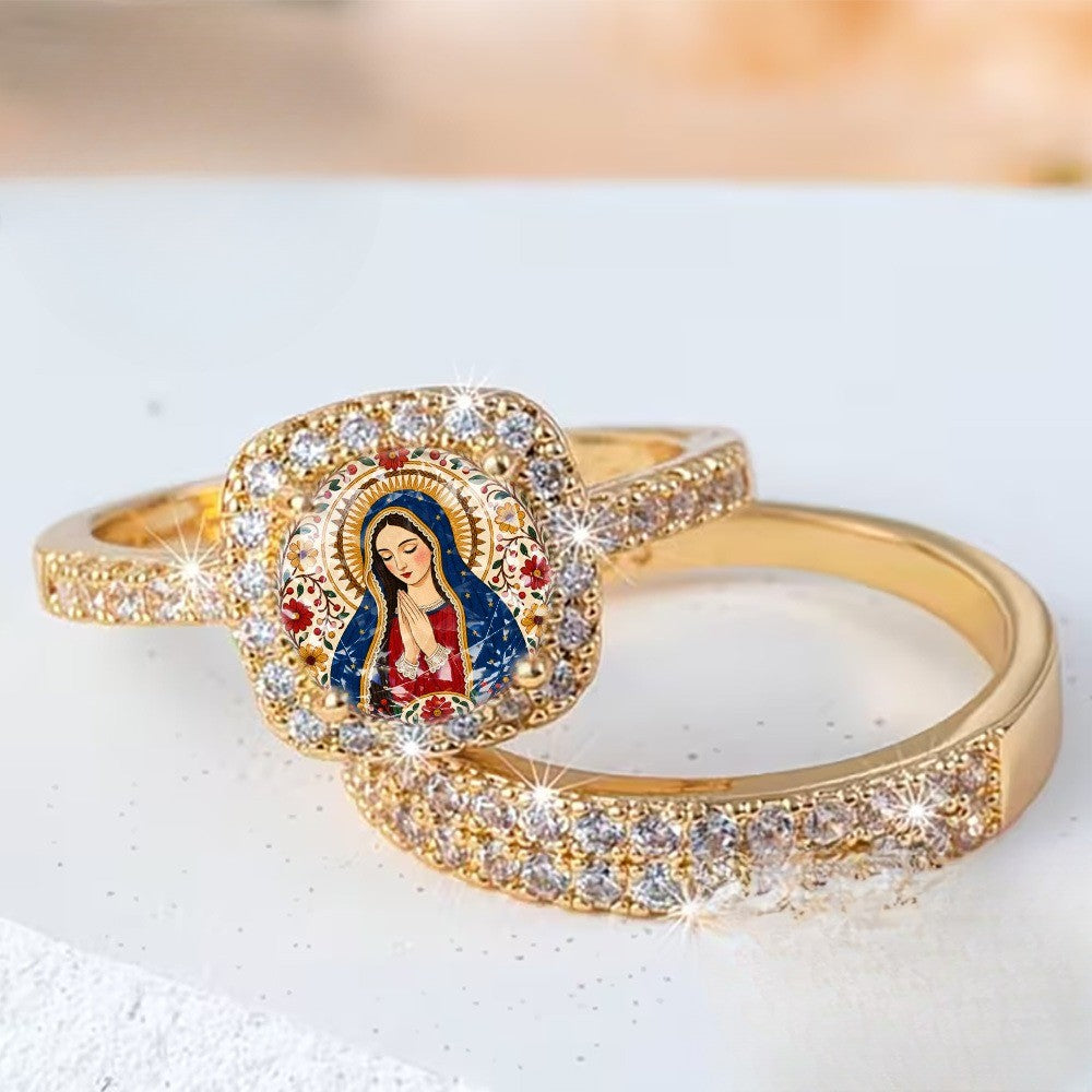 Lady Portrait & Crystal Ring Set