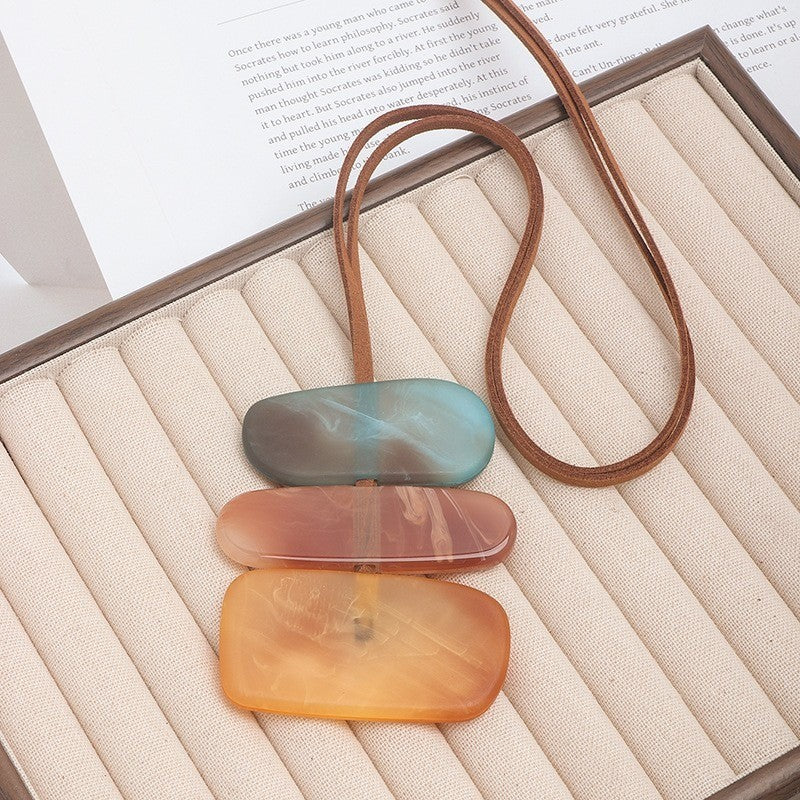 Marbled Rectangle Pendant Necklace