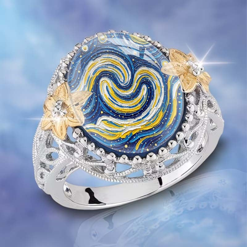 Swirling Sky Floral Ring
