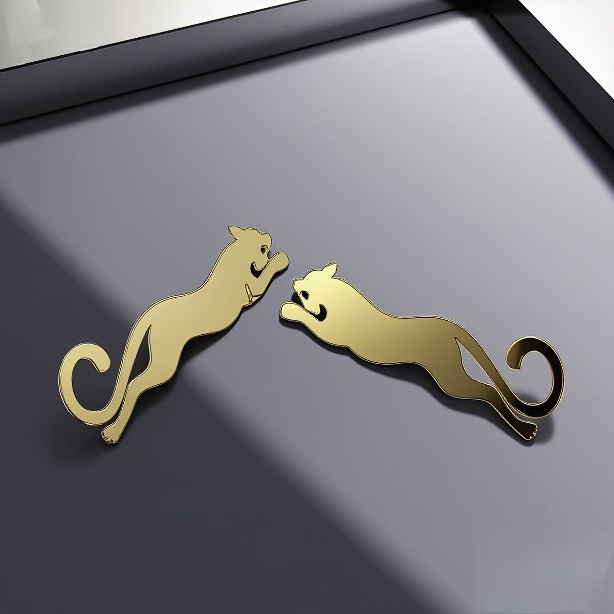 Gold-Tone Cat Silhouette Earrings