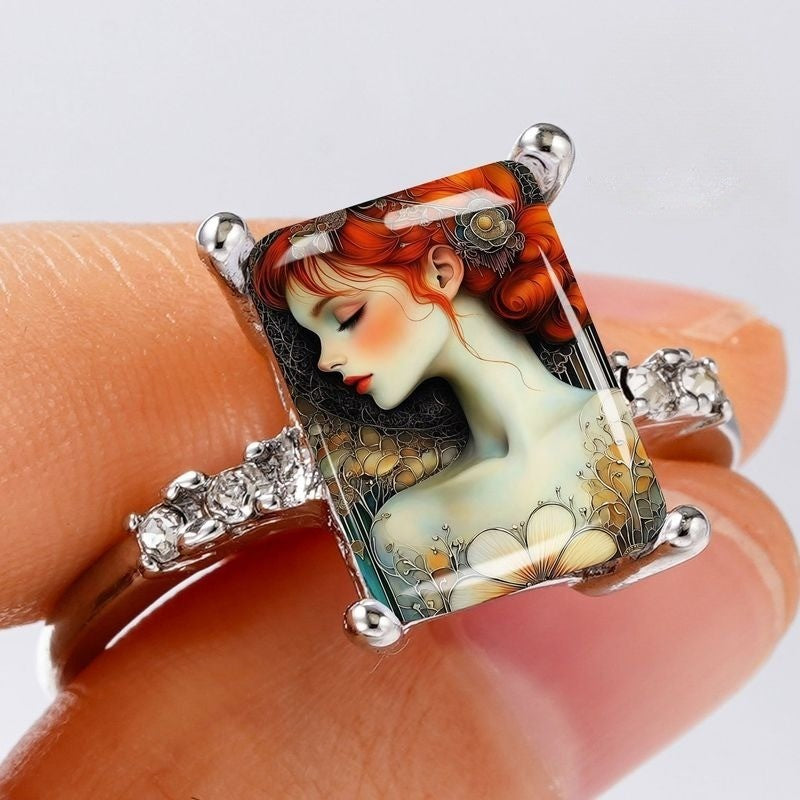 Artistic Portrait Rectangle Ring