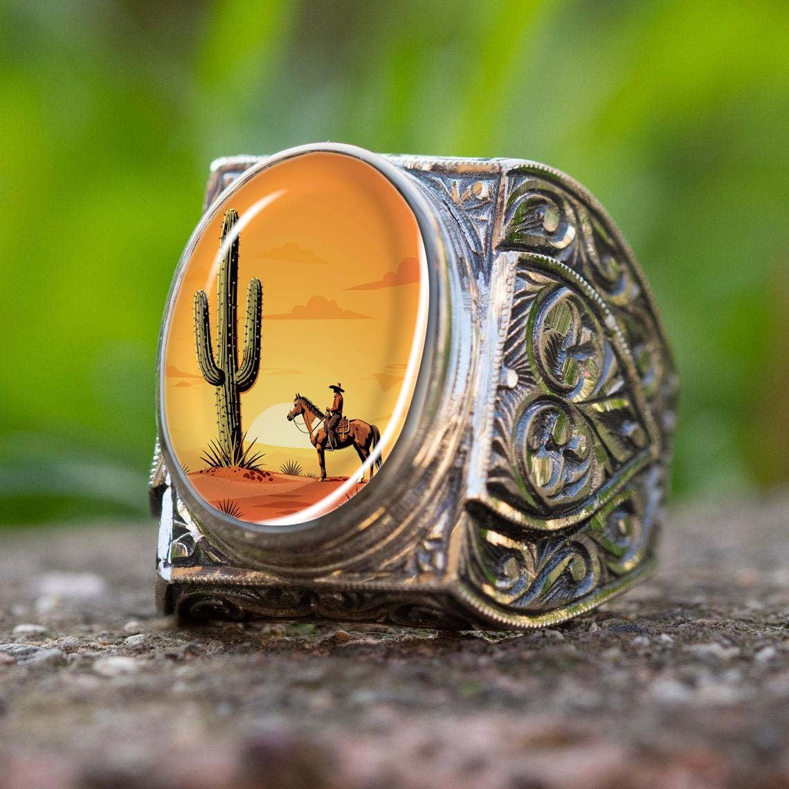 Western Cowboy Cactus Ring