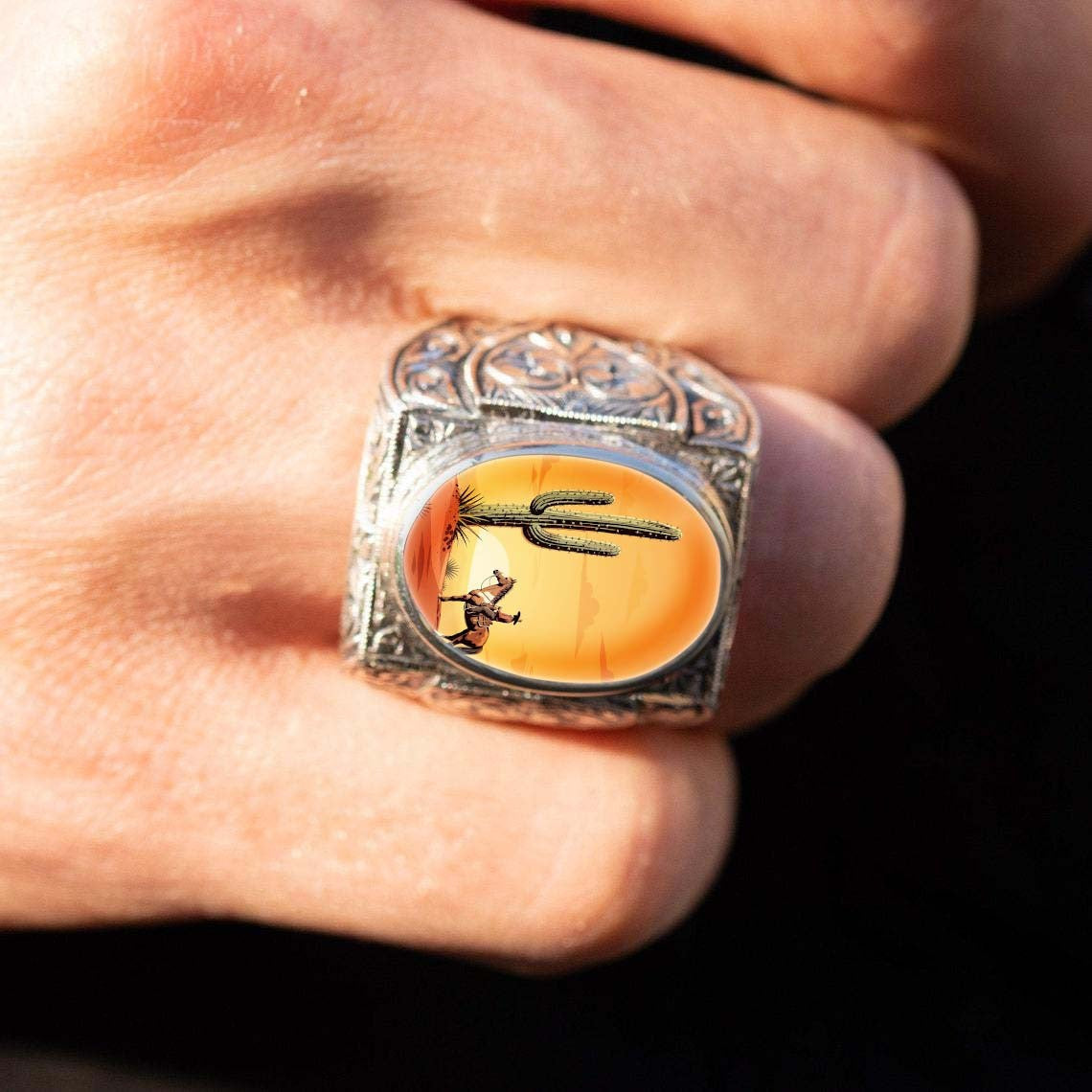 Western Cowboy Cactus Ring