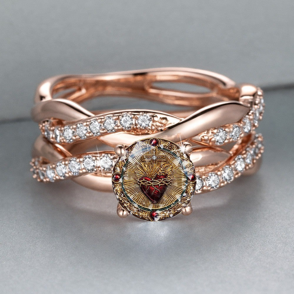 Sacred Heart Woven Band Ring