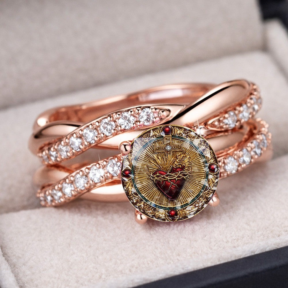 Sacred Heart Woven Band Ring