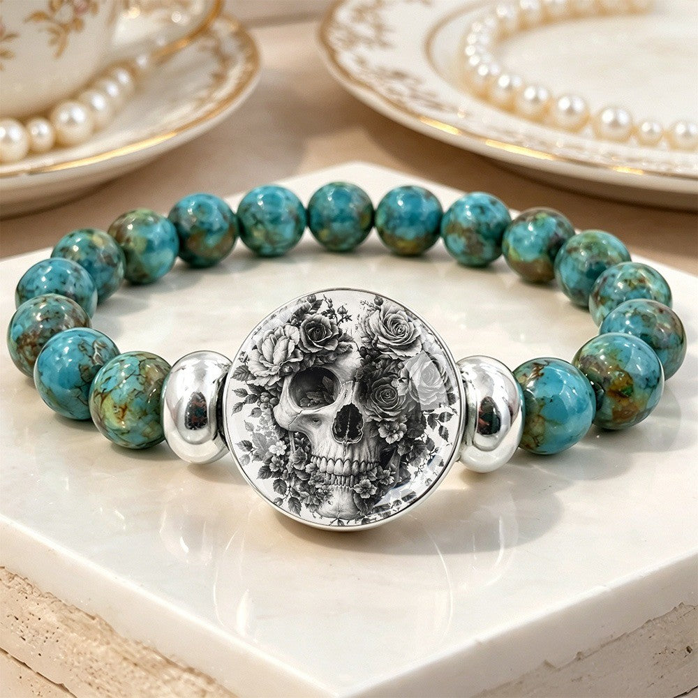 Skull & Rose Beaded Bracelet