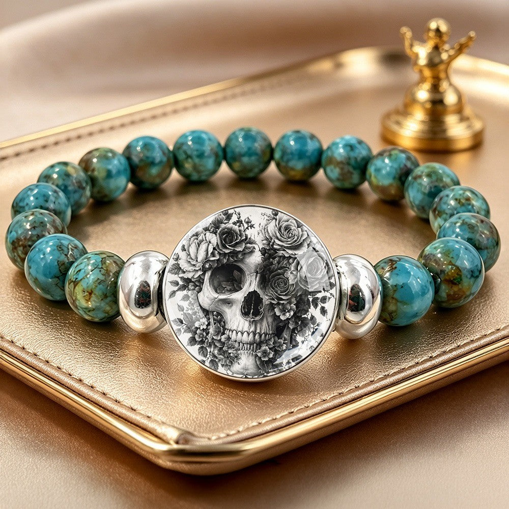 Skull & Rose Beaded Bracelet