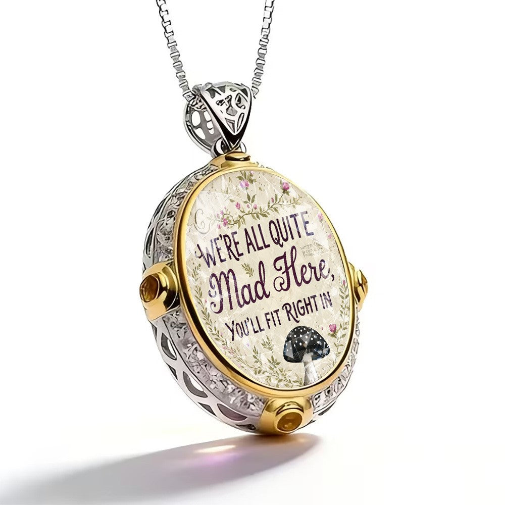 Whimsical Quote Oval Pendant Necklace
