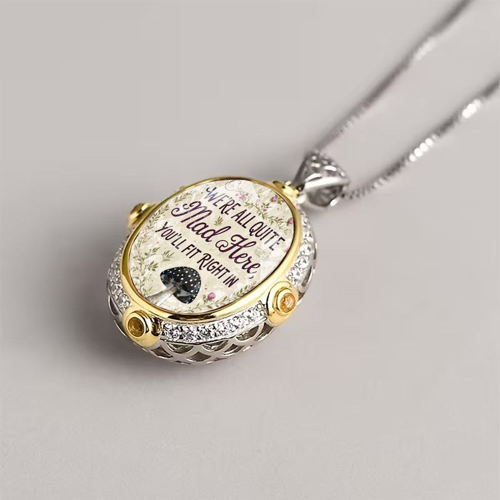 Whimsical Quote Oval Pendant Necklace
