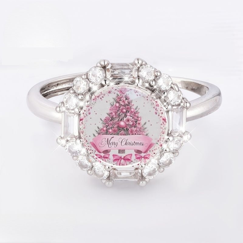 Pink Christmas Tree Halo Ring