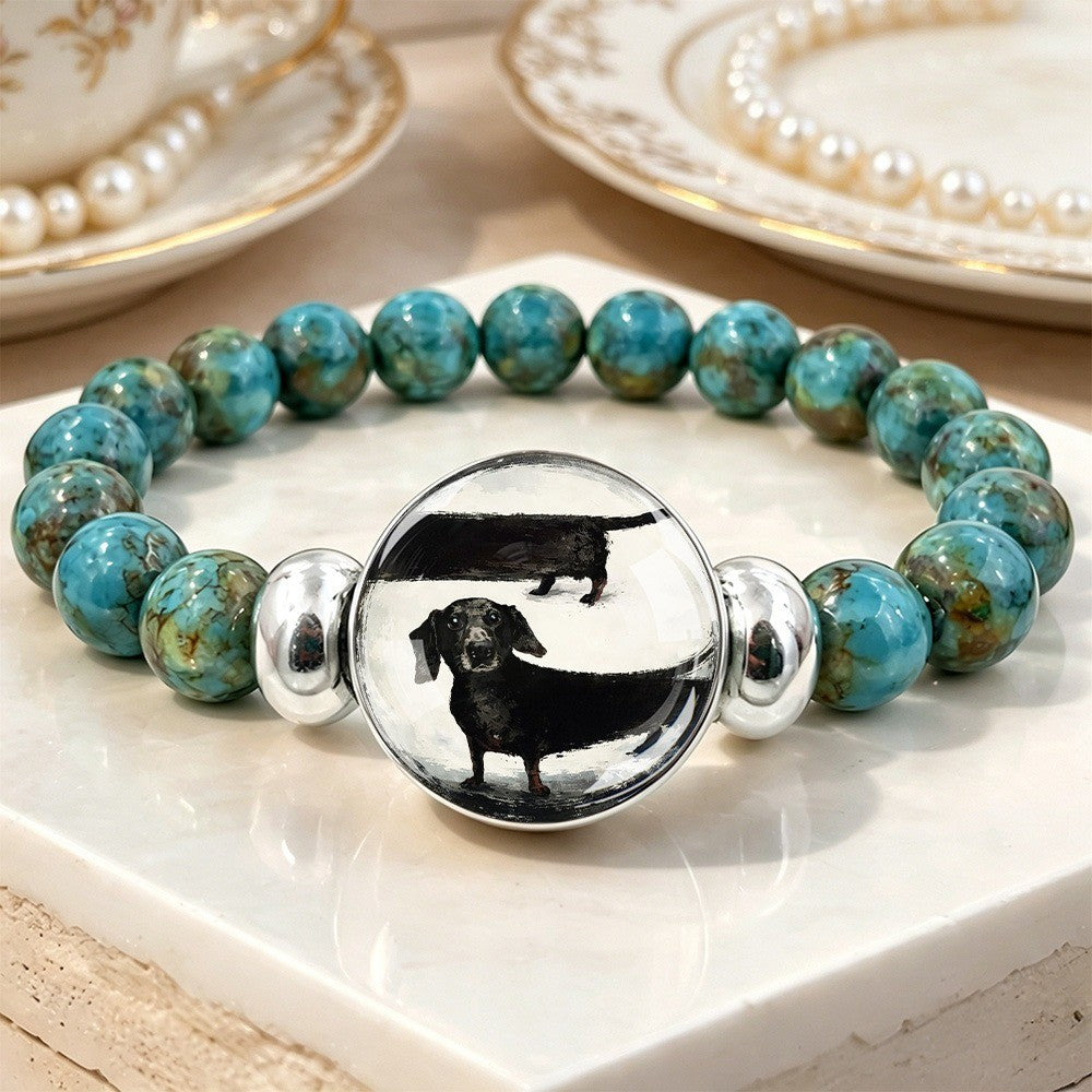 Dachshund Stone Bead Bracelet