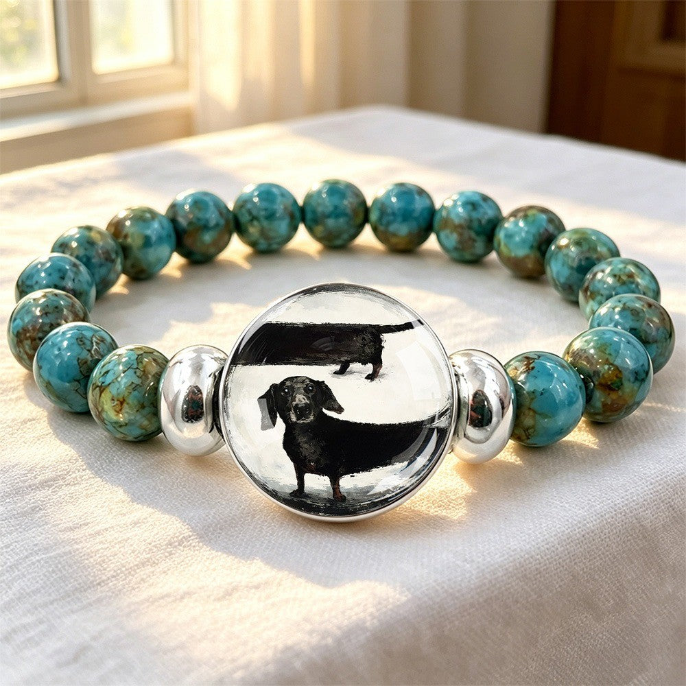 Dachshund Stone Bead Bracelet