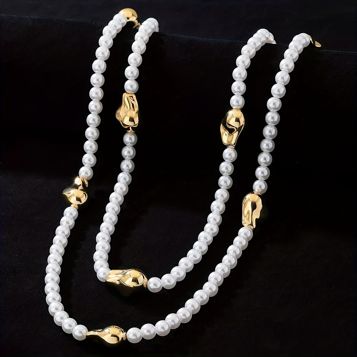 Gold-Tone Sculptural Bead Necklace