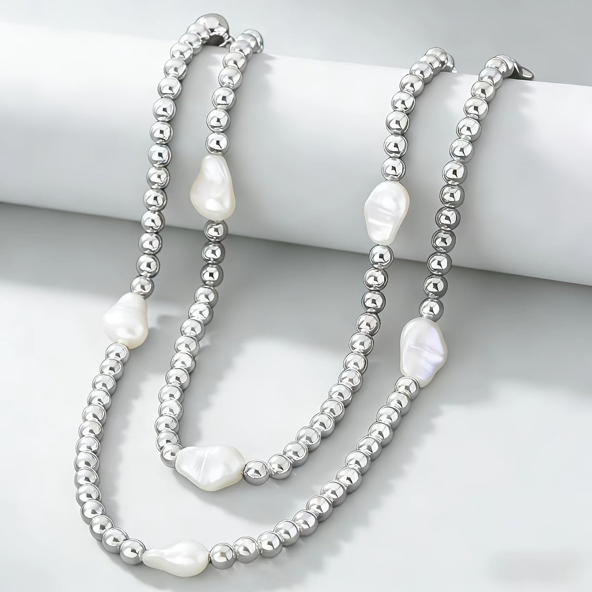 Gold-Tone Sculptural Bead Necklace