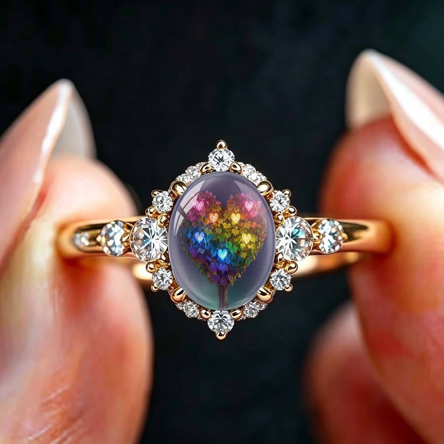 Rainbow Heart Tree Ring