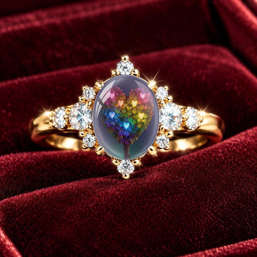 Rainbow Heart Tree Ring