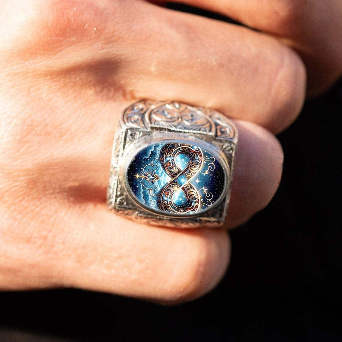 Starry Sky Infinity Square Ring