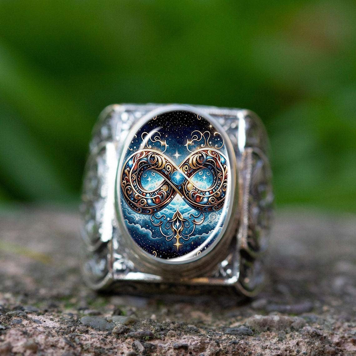 Starry Sky Infinity Square Ring