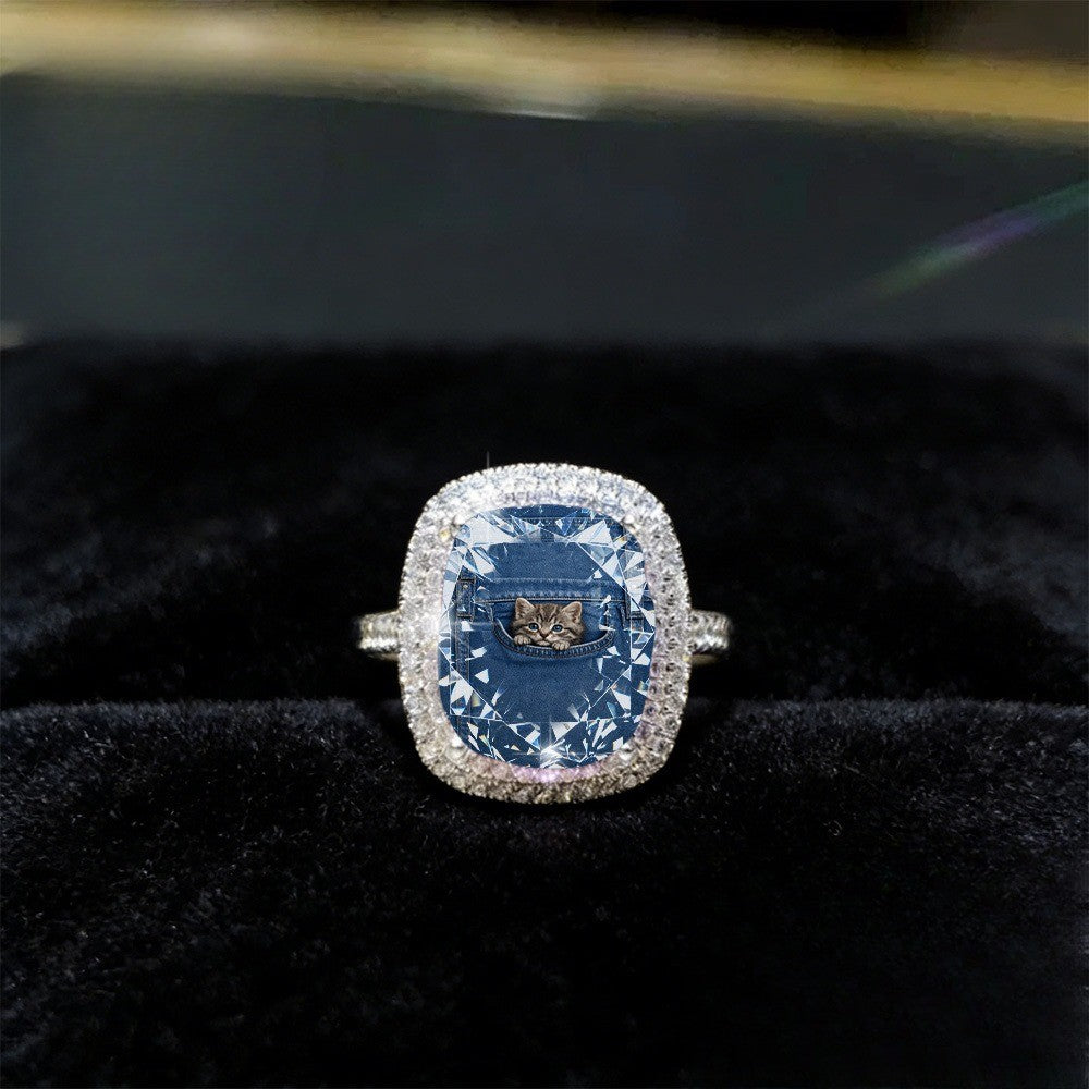 Kitten Denim Pocket Ring