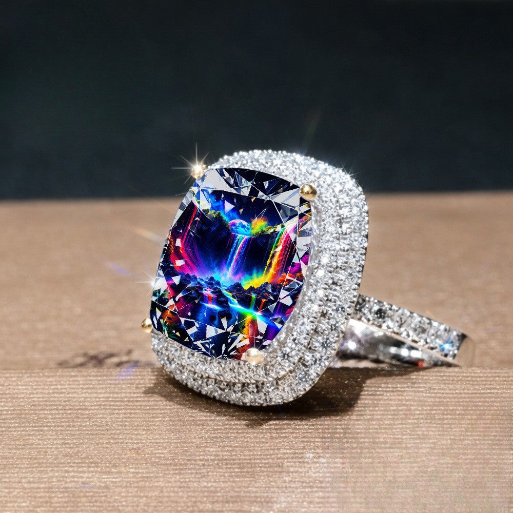 Rainbow Waterfall Square Ring