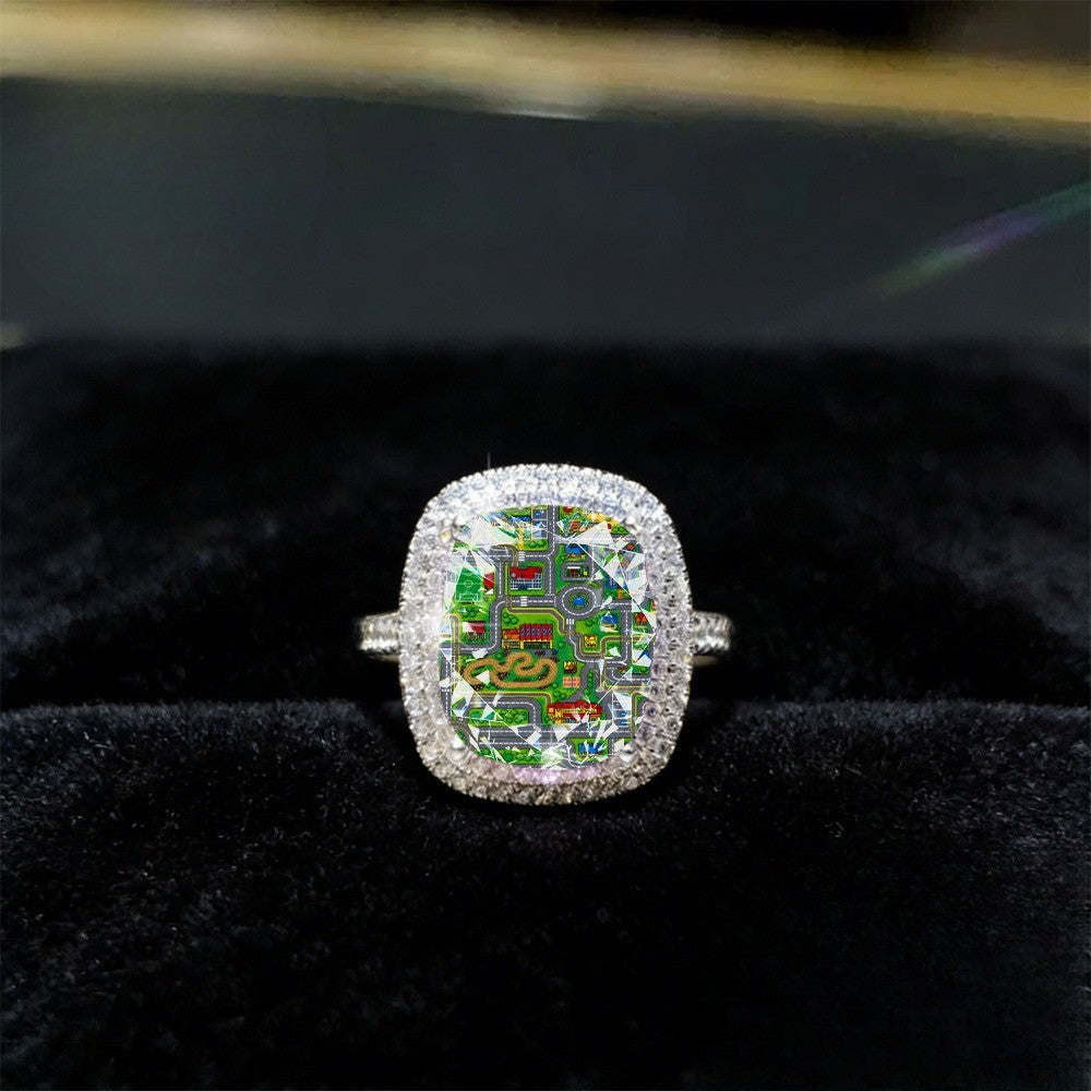 Colorful City Map Square Ring