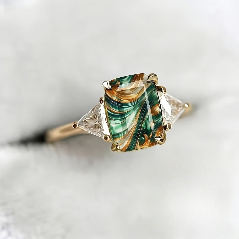 Swirl Glass Square Ring