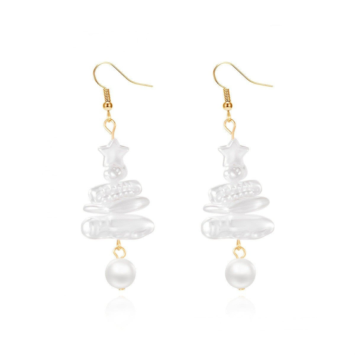 Christmas Tree Pearl Drop Earrings