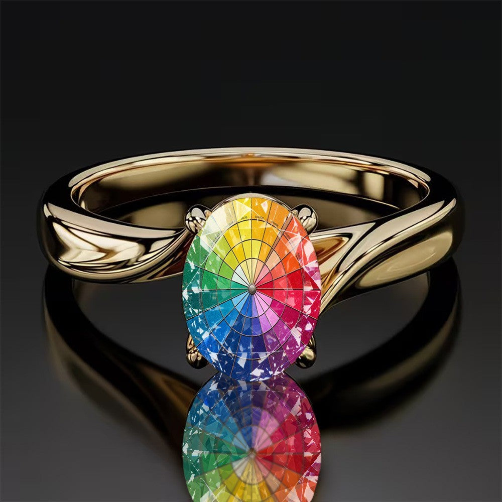 Rainbow Color Wheel Ring