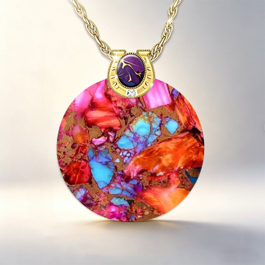 Colorful Abstract Art Pendant Necklace