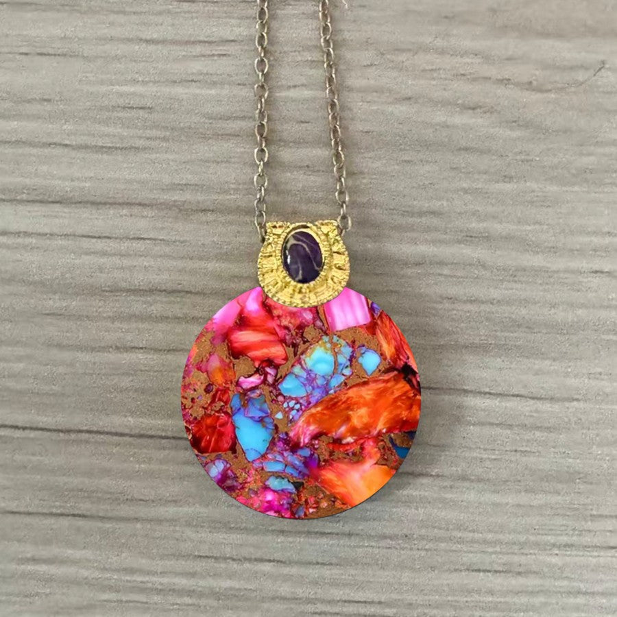 Colorful Abstract Art Pendant Necklace