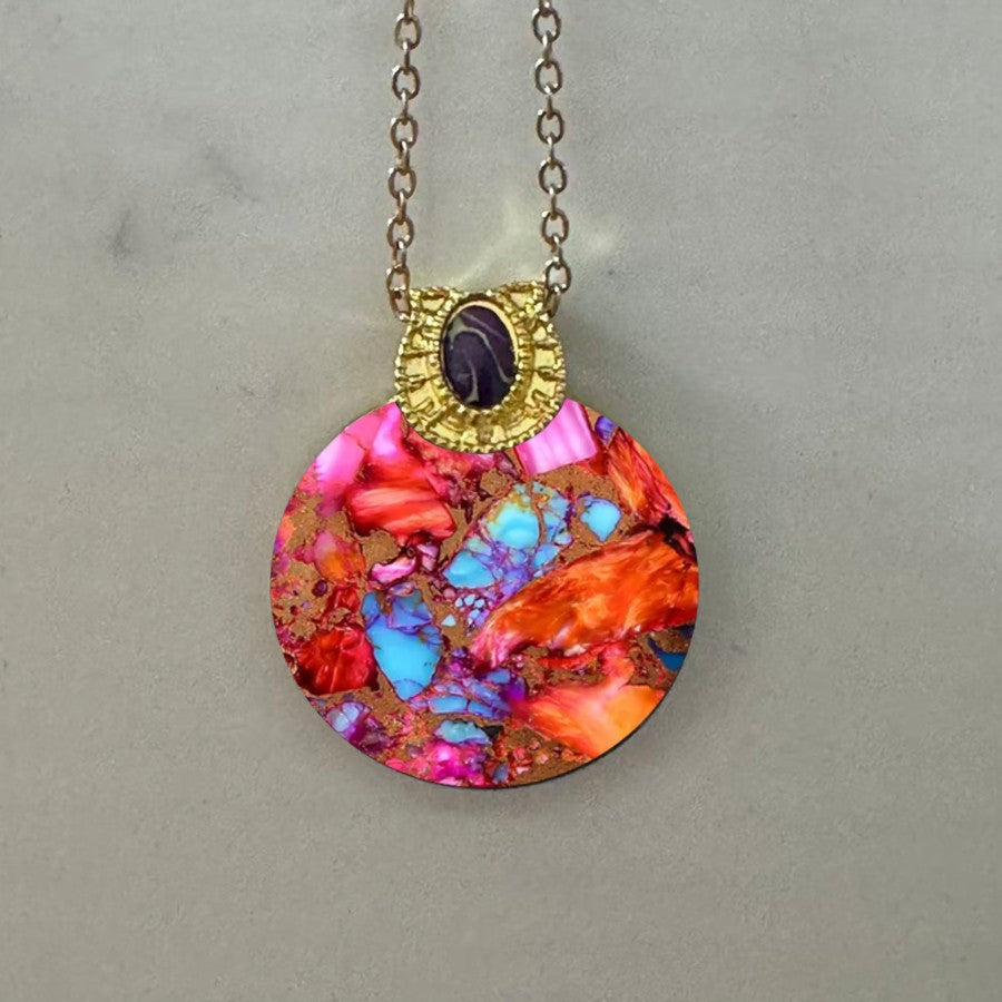 Colorful Abstract Art Pendant Necklace