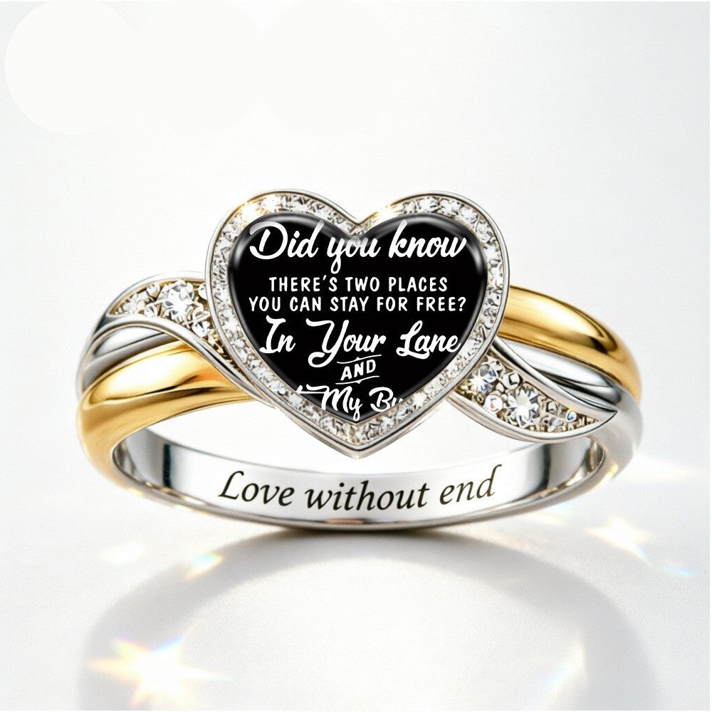 Two-Tone Message Heart Ring