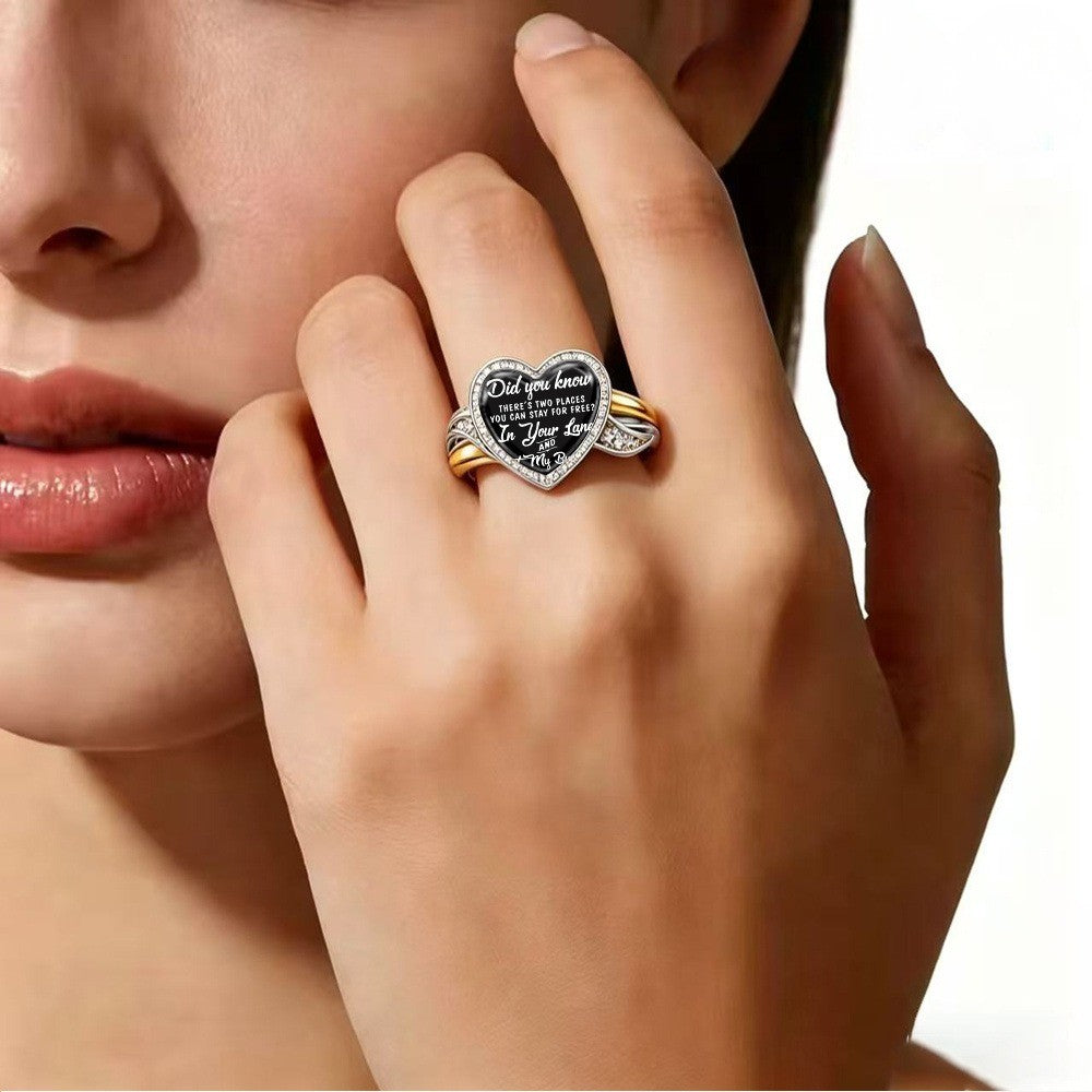 Two-Tone Message Heart Ring