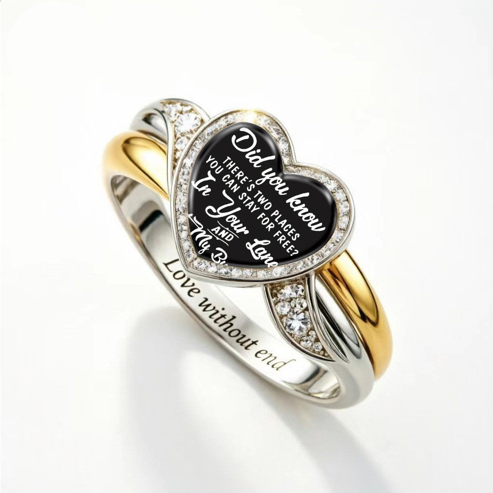 Two-Tone Message Heart Ring