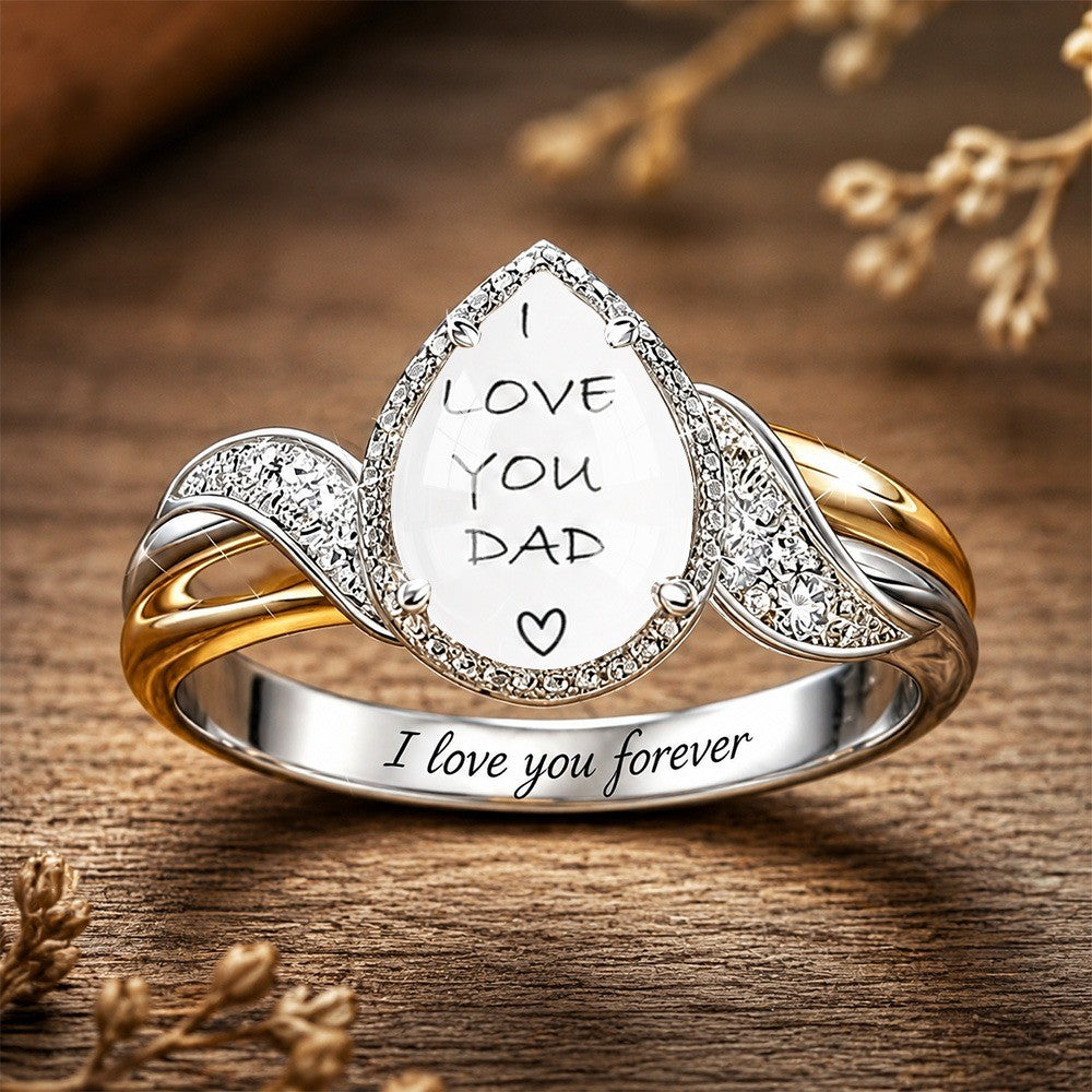 I Love You Dad Teardrop Ring