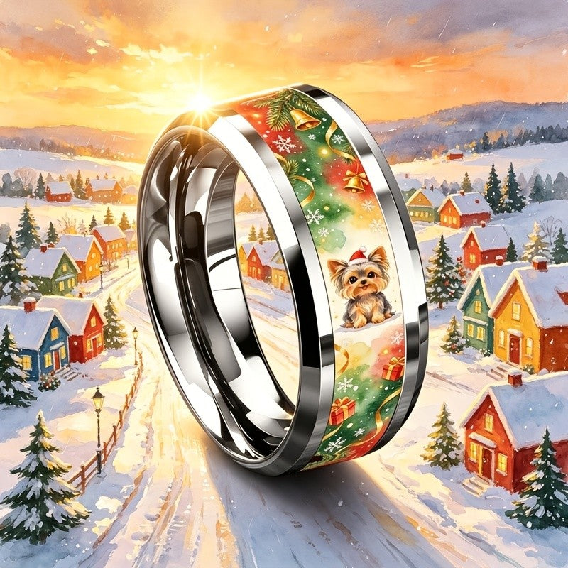 Yorkie Puppy Holiday Ring