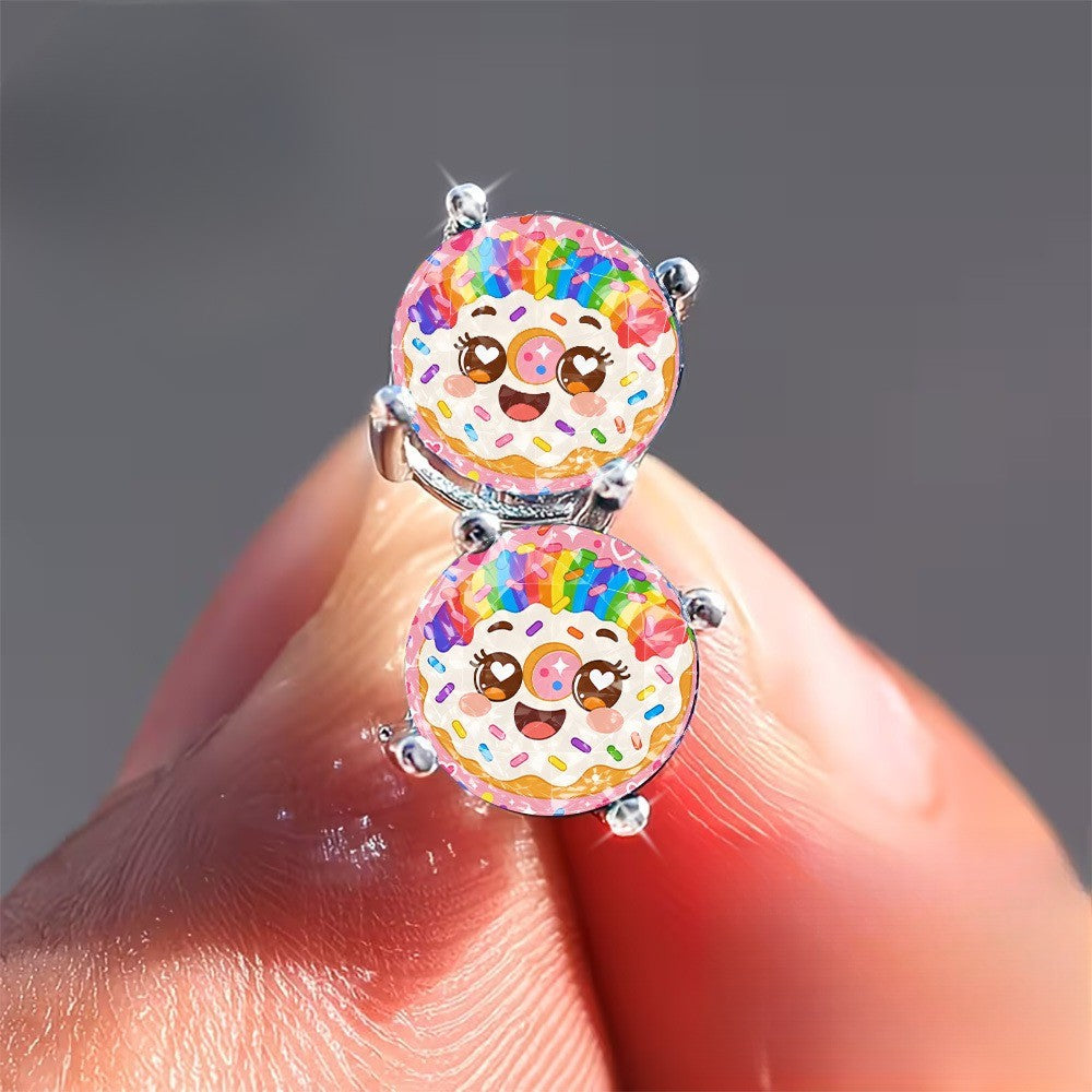 Rainbow Sprinkle Donut Earrings