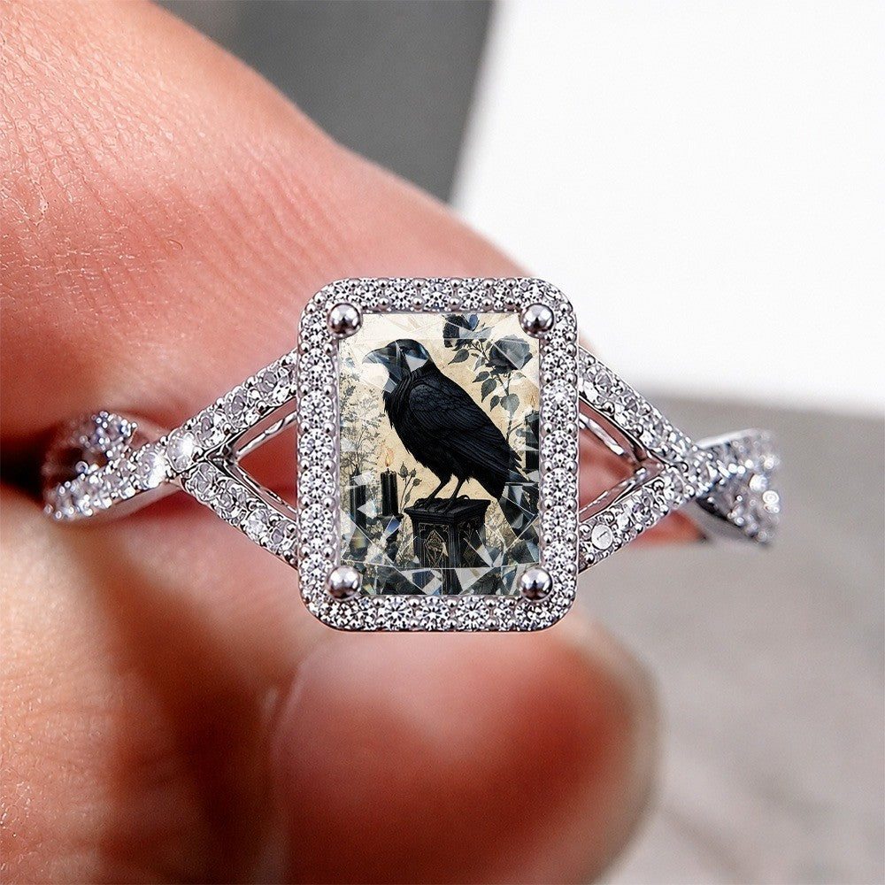 Gothic Raven Square Ring
