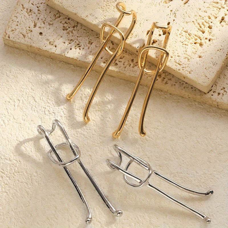 Asymmetrical Elongated Loop Earrings